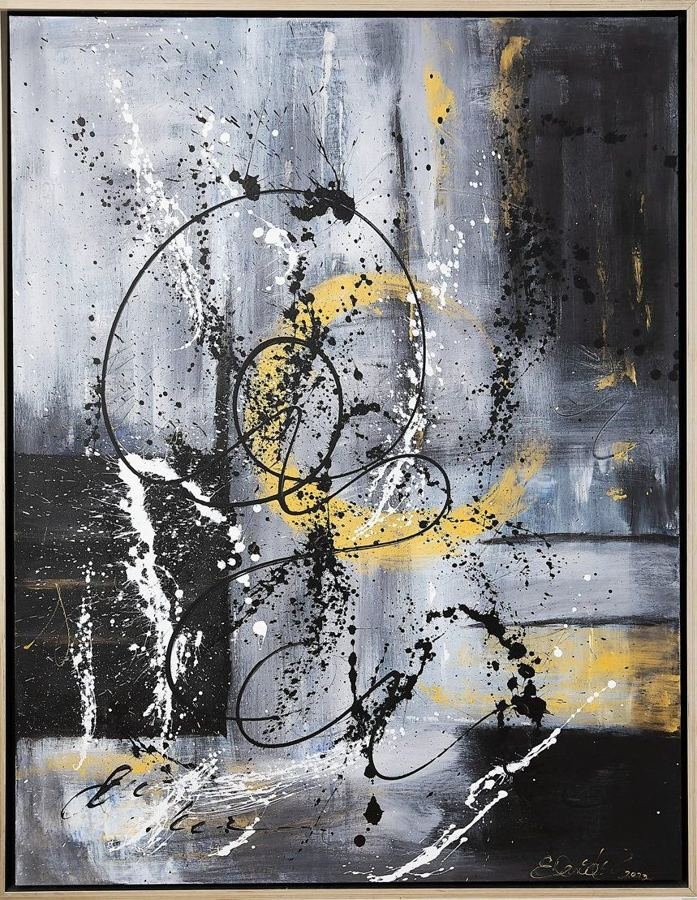 Golden Black Knights, an abstract painting by Esther Daniels